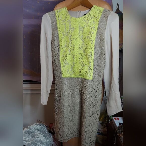 Jenni Kayne Lace Panel Dress Sheer Sleeves Size 2 - Picture 7 of 14